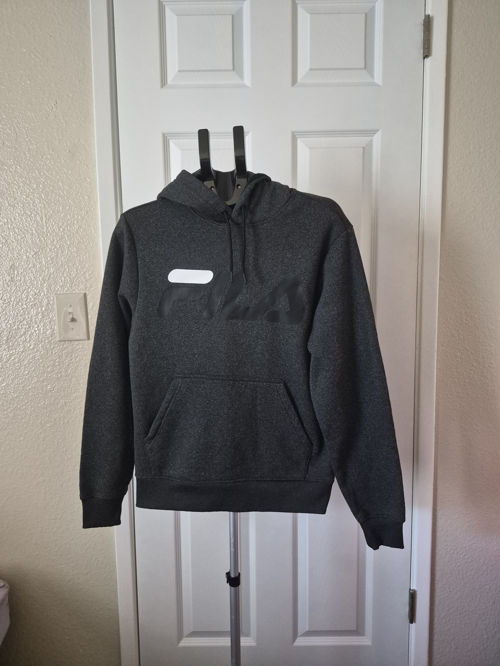 Fila Charcoal Gray Pullover Hoodie with Subtle Logo